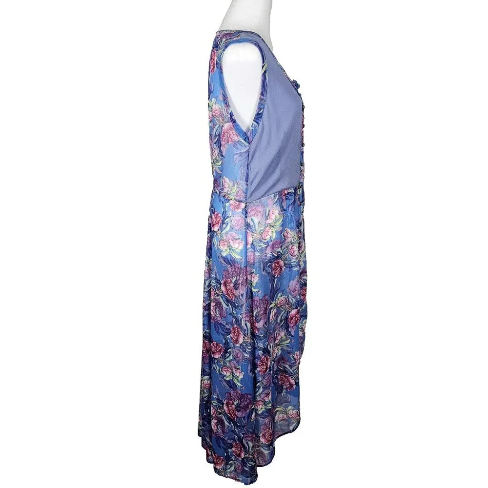 Aratta Silent Journey Small Floral Embroidered Maxi Dress Boho Chic Flowy READ - Picture 7 of 10